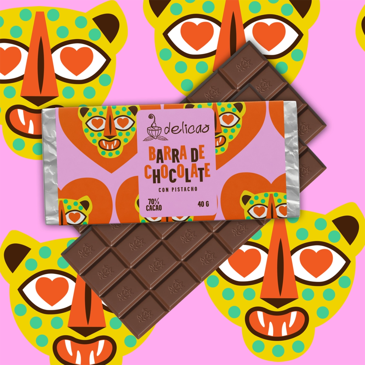 AMOR-SALVAJE-COLOR Barra de Chocolate 70% con pistacho - 40 g - Imagen 1